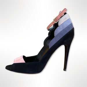 Pierre Hardy Sz 8.5 Roxy Art Deco Suede Stiletto High Heels Shoes NWOB 38.5